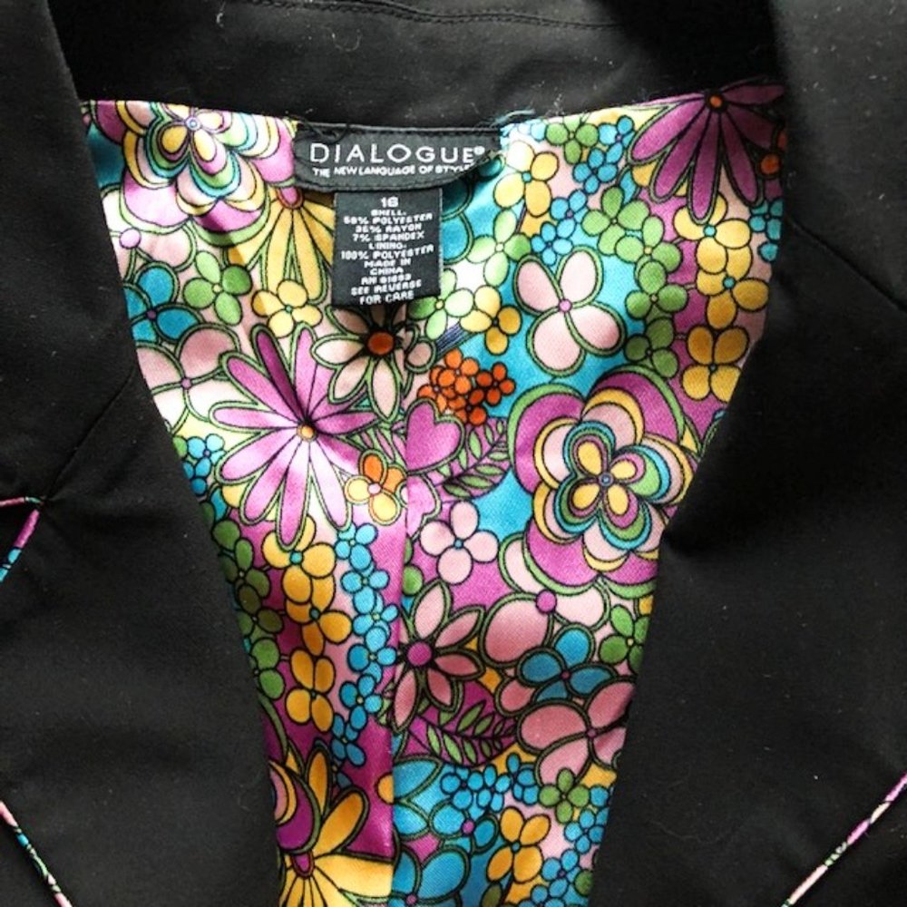 Dialogue women's black jacket with floral touches Size 16 - Picture 2 of 14